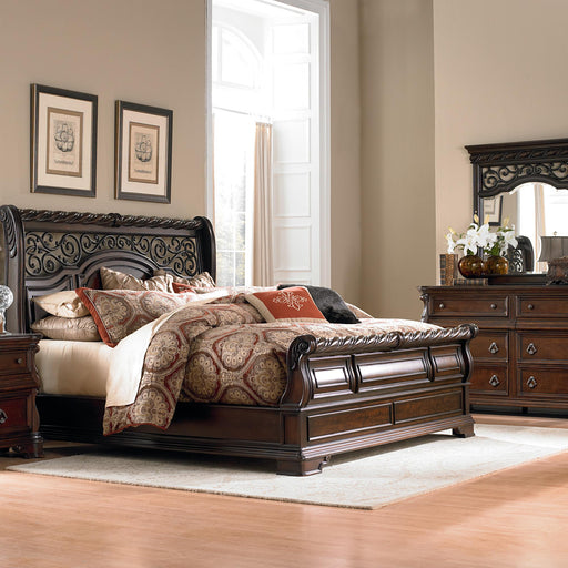 Arbor Place King California Sleigh Bed, Dresser & Mirror, Chest image