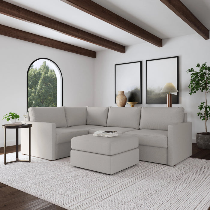 Flex 4-Seat Sectional with Narrow Arm and Ottoman