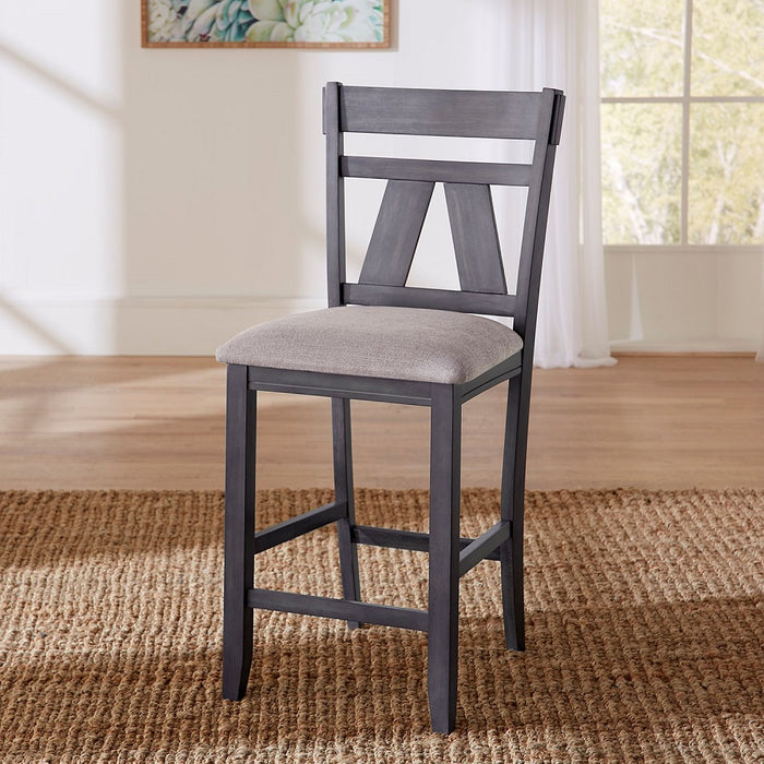 Liberty Furniture Lawson Splat Back Counter Chair (Set of 2) in Weathered Gray