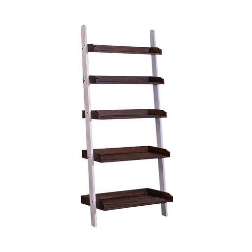 Farmhouse Leaning Bookcase in White/Oak image