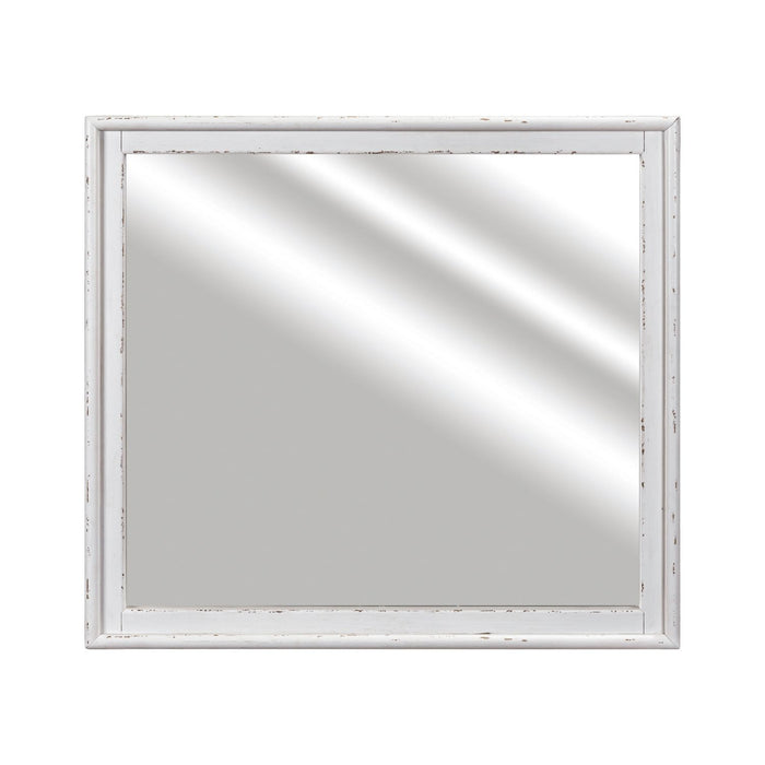 Backroads Landscape Mirror in Weathered White/Parchment Brown
