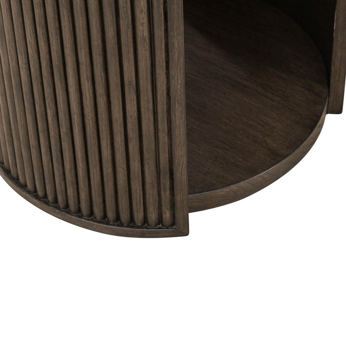 City View Round End Table in Coffee Bean