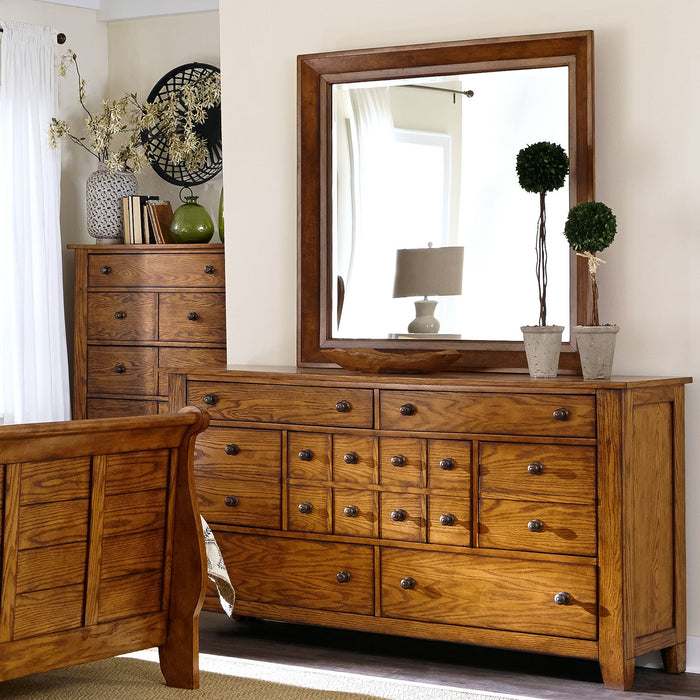 Grandpas Cabin King California Sleigh Bed, Dresser & Mirror, Night Stand