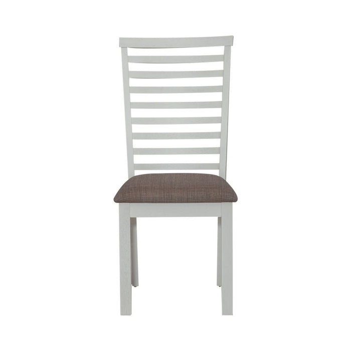 Liberty Furniture Brook Bay Uph Ladder Back Side Chair (Set of 2) in Textured White