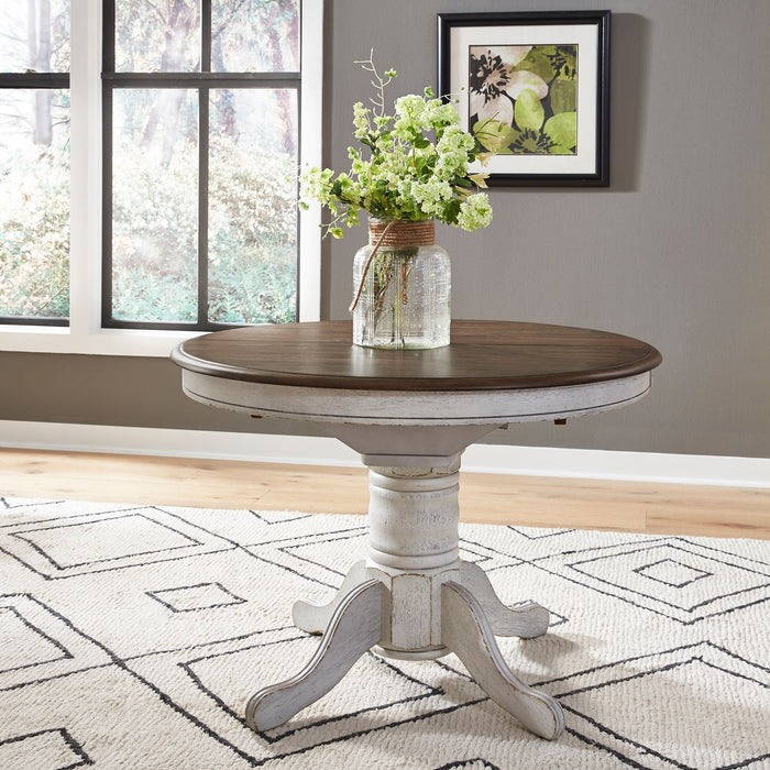 Carolina Crossing Pedestal Table Set- White