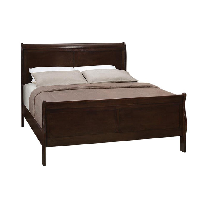 Louis Philippe Eastern King & Queen Panel Sleigh Bed Cappuccino