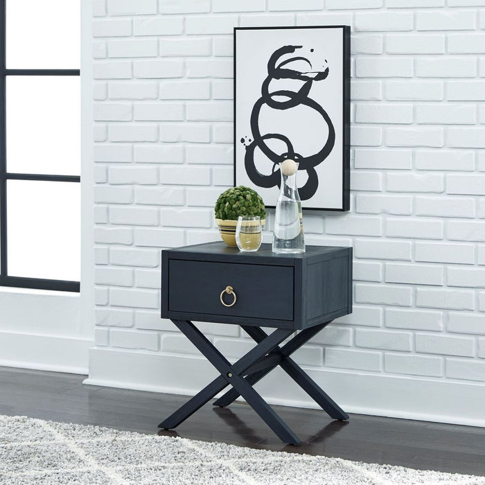 Liberty Furniture Midnight 1 Drawer Accent Table in Wire Brushed Denim