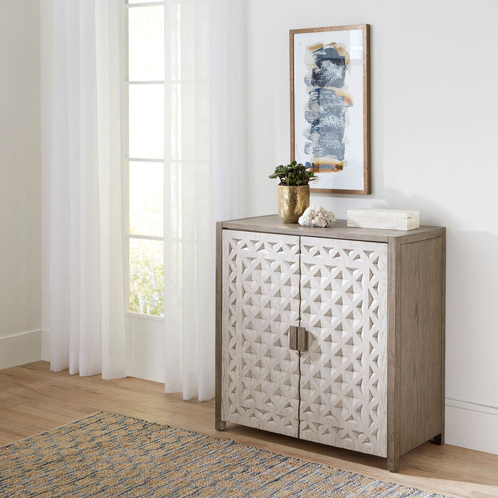 Chatfield Accent Console in Antique White with Tobacco Top EST SHIP TIME APPX 4 WEEKS image
