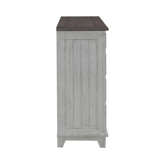River Place 9 Drawer Dresser in Riverstone White and Tobacco