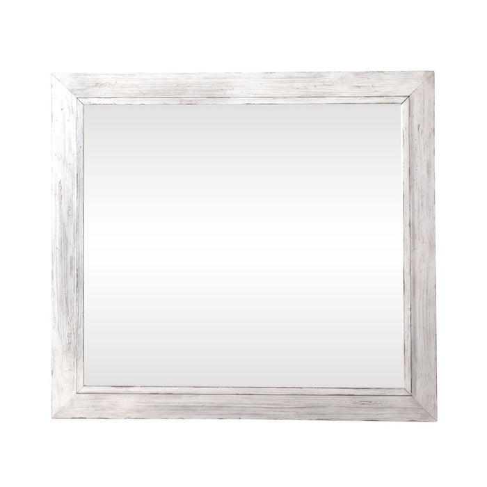 River Place Mirror in Riverstone White and Tobacco