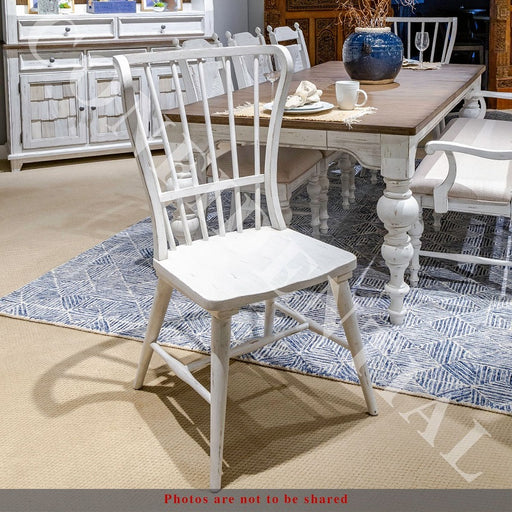 Liberty Furniture River Place Windsor Back Side Chair (Set of 2) in Riverstone White & Tobacco image