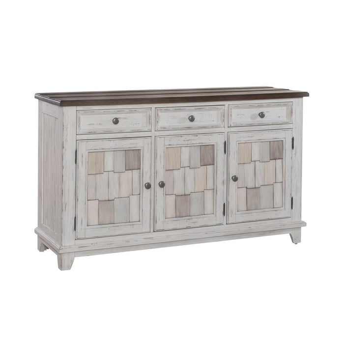 River Place Accent Server in Riverstone White & Tobacco