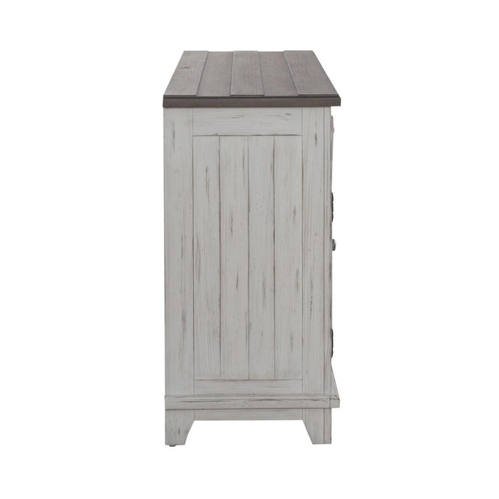 River Place Accent Server in Riverstone White & Tobacco