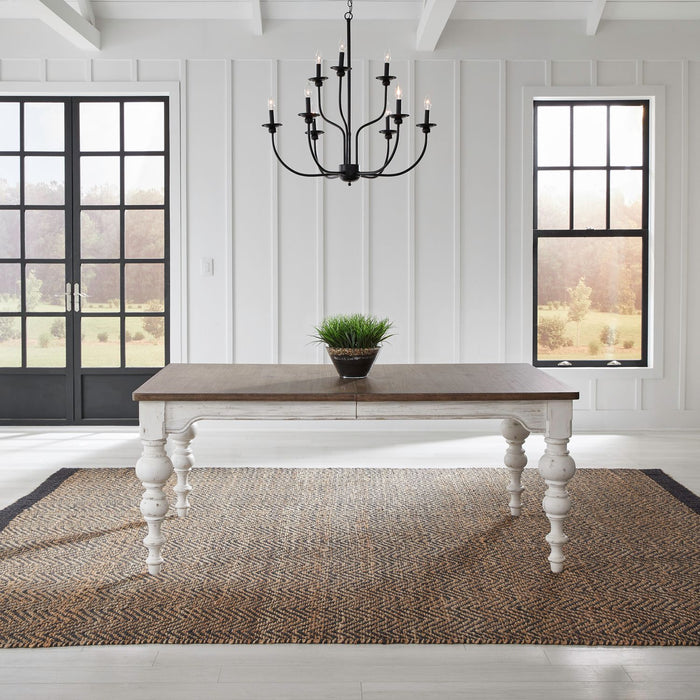 River Place Rectangular Leg Table in Riverstone White & Tobacco