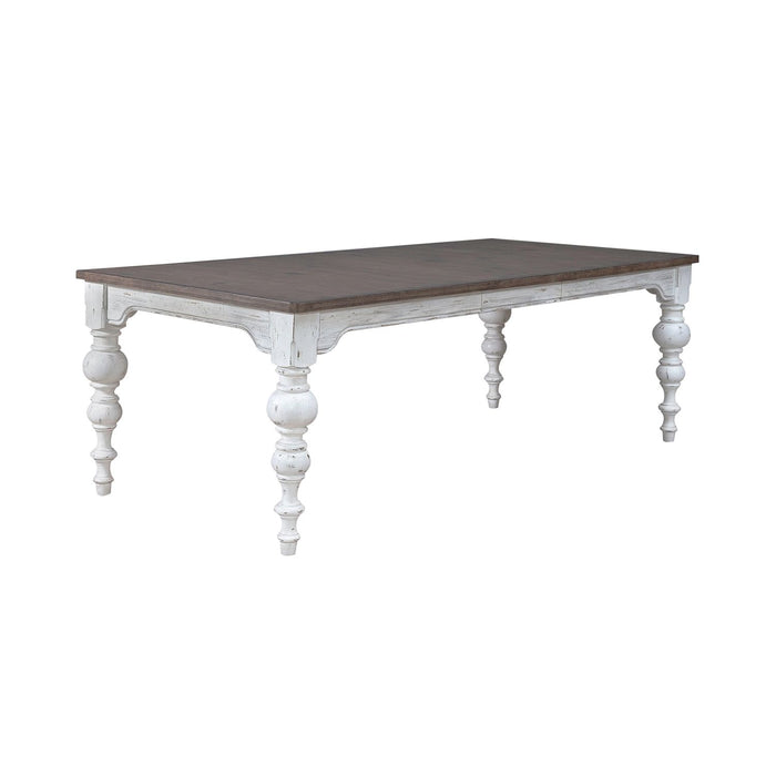 River Place Rectangular Leg Table in Riverstone White & Tobacco