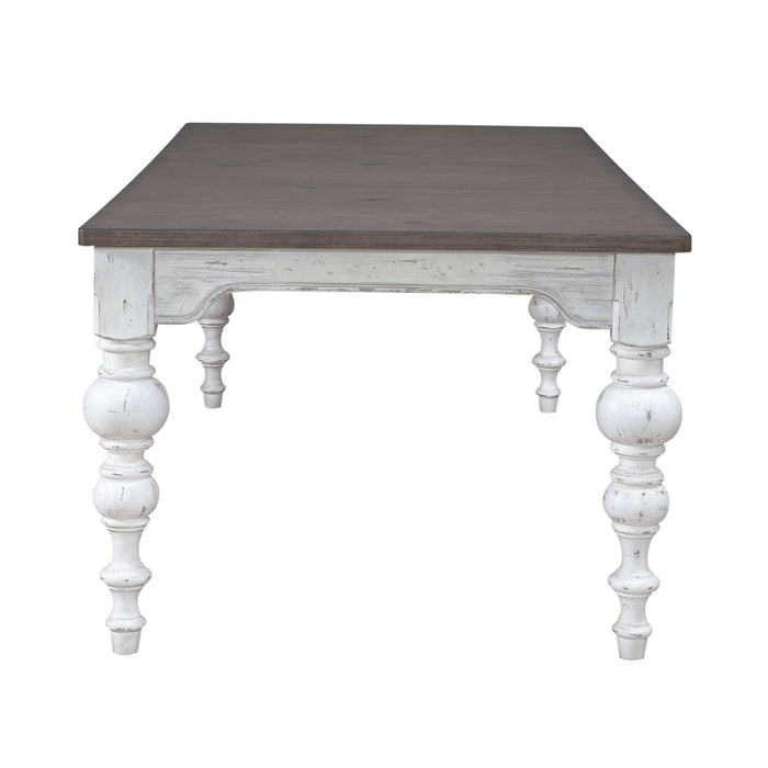 River Place Rectangular Leg Table in Riverstone White & Tobacco