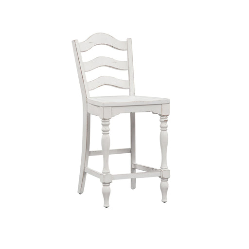 Liberty Furniture Magnolia Manor Ladder Back Counter Chair (Set of 2) in Antique White & Weathered Bark image