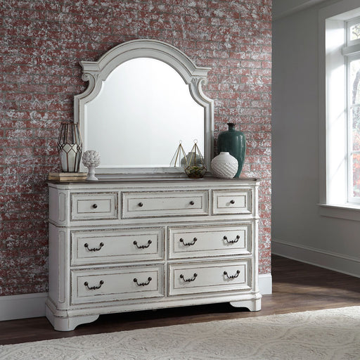 Magnolia Manor King California Upholstered Sleigh Bed, Dresser & Mirror, Night Stand image