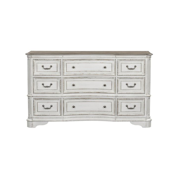 Magnolia Manor Leg 9 Drawer Dresser in Antique White image