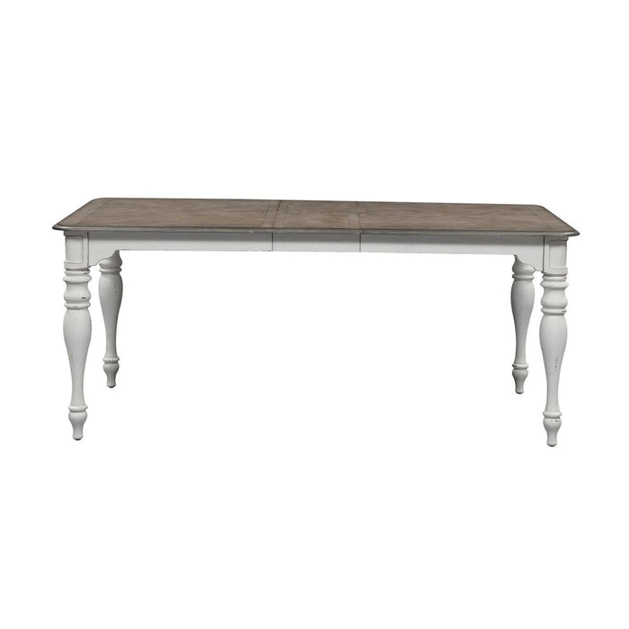 Liberty Furniture Magnolia Manor Leg Table in Antique White Base w/ Weathered Bark Tops image