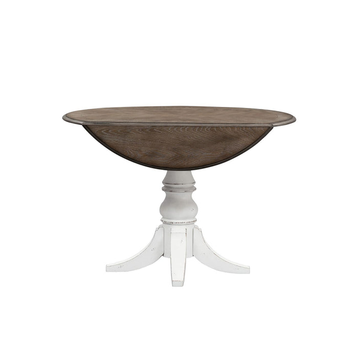 Magnolia Manor Drop Leaf Table in Antique White Base w/ Weathered Bark Tops image