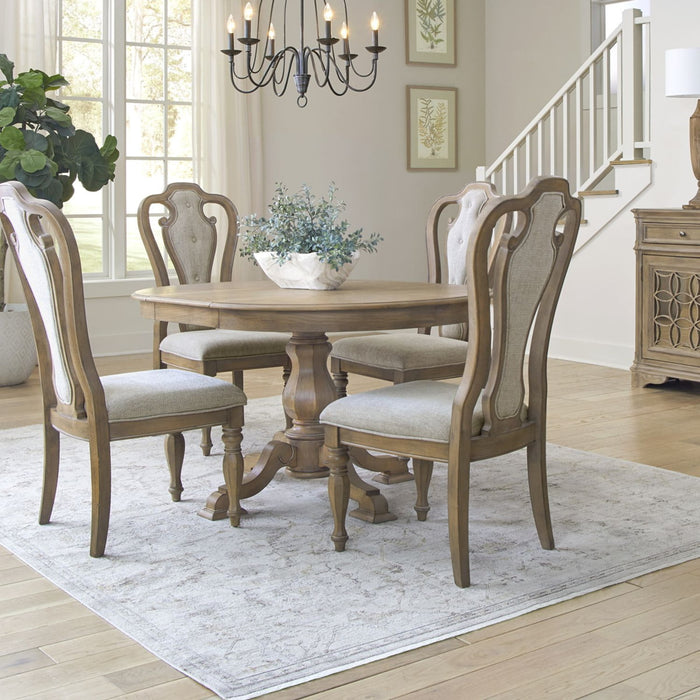 Liberty Furniture Magnolia Manor Pedestal Dining Table in Weathered Bisque