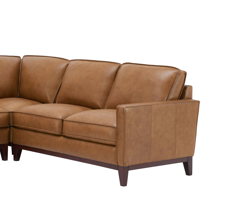 Leather Italia USA Georgetowne Newport RAF One Arm Loveseat in Camel