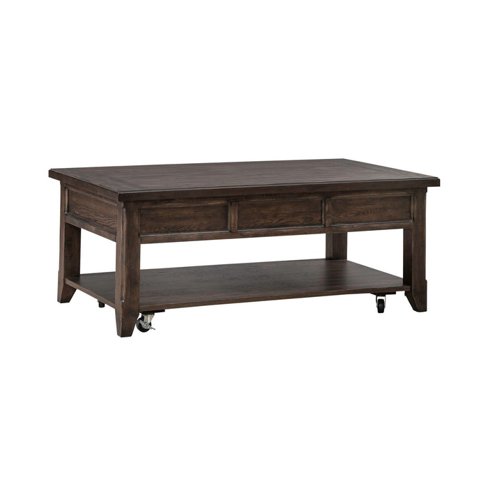 Paradise Valley Lift Top Cocktail Table in Saddle Brown
