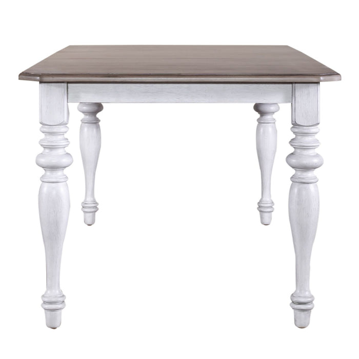 Ocean Isle Rectangular Leg Table in Antique White with Weathered Pine