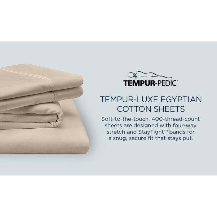 TEMPUR Luxe Egyptian Cotton Sheet Set Silver Mist