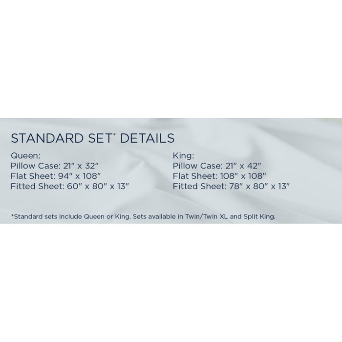 TEMPUR Luxe Egyptian Cotton Sheet Set Silver Mist