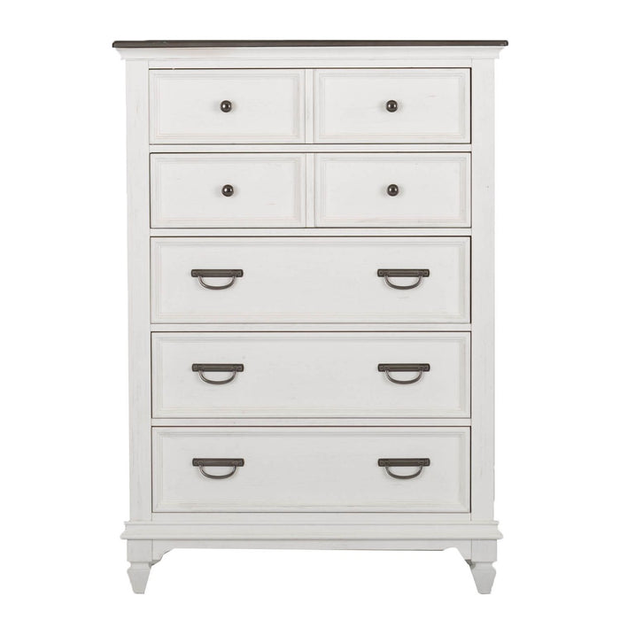 Allyson Park King California Panel Bed, Dresser & Mirror, Chest, Night Stand