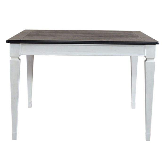 Allyson Park Pedestal Counter Height Leg Table in Wirebrushed White