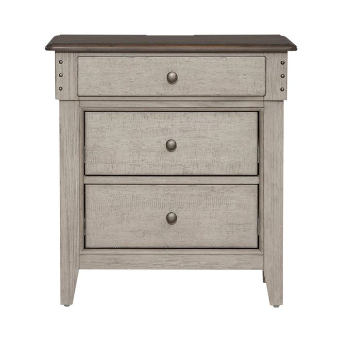 Ivy Hollow 3 Drawer Nightstand w/ Charging Station in Weathered Linen image