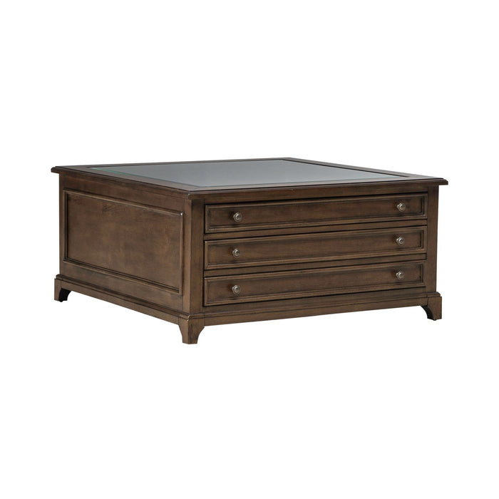 Arden Road Square Collector Cocktail Table in Satin Cherry