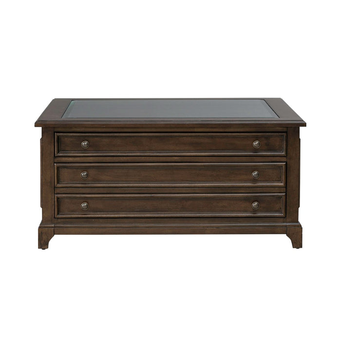 Arden Road Square Collector Cocktail Table in Satin Cherry