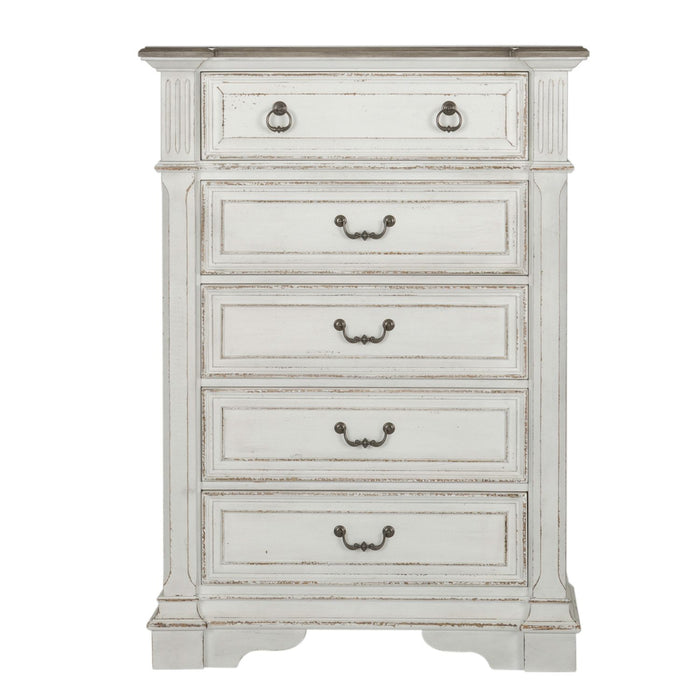 Abbey Park King California Panel Bed, Dresser & Mirror, Chest image