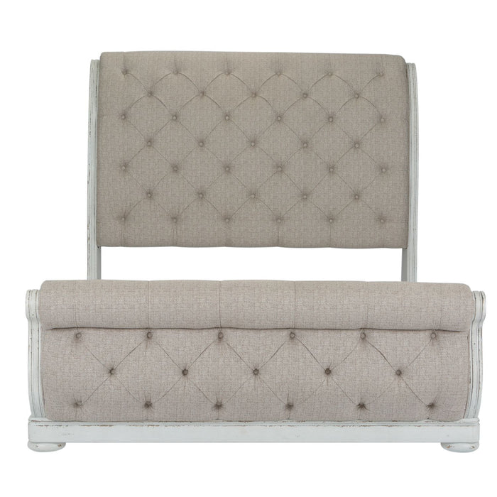 Abbey Park King California Sleigh Bed, Dresser & Mirror, Chest