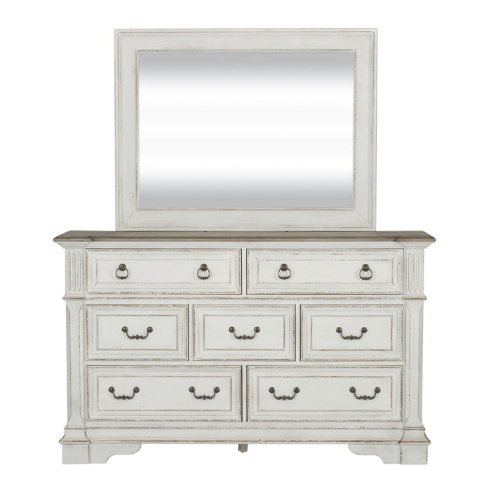 Abbey Park King California Sleigh Bed, Dresser & Mirror, Chest