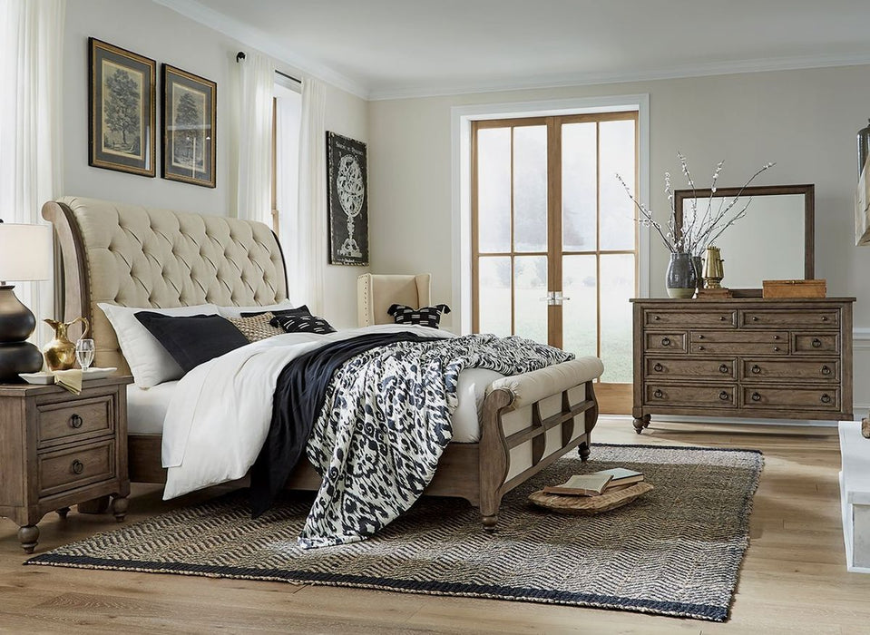 Liberty Furniture Americana Farmhouse Queen Sleigh Bed in Dusty Taupe