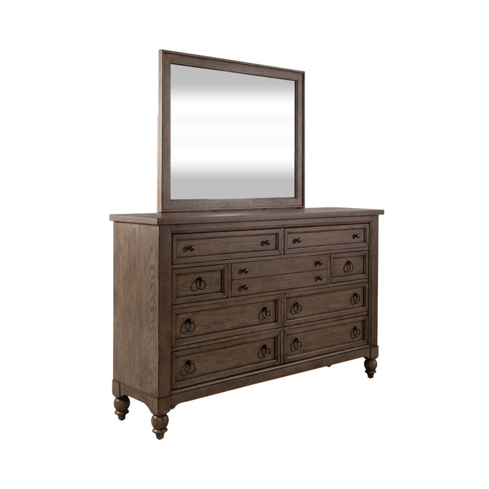 Americana Farmhouse Queen Sleigh Bed, Dresser & Mirror, Chest