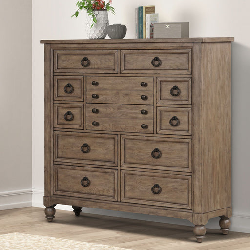 Americana Farmhouse 12 Drawer Chesser in Dusty Taupe and Black image