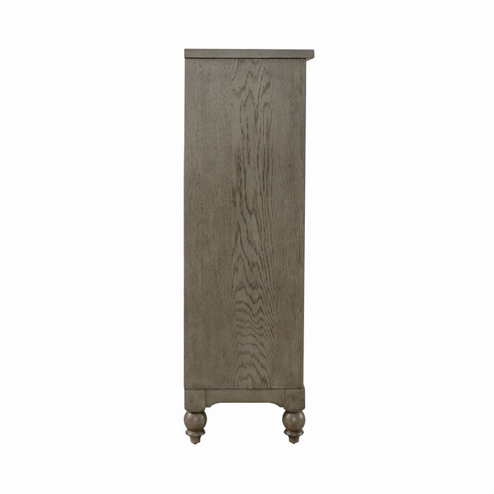 Americana Farmhouse 5 Drawer Chest in Dusty Taupe and Black