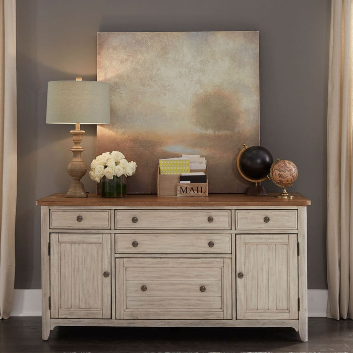 Liberty Farmhouse Reimagined Door Credenza in Antique White