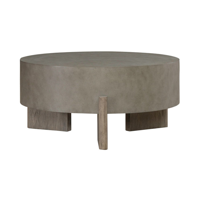 Affinity Round Cocktail Table in Dusty Taupe with Concrete Top