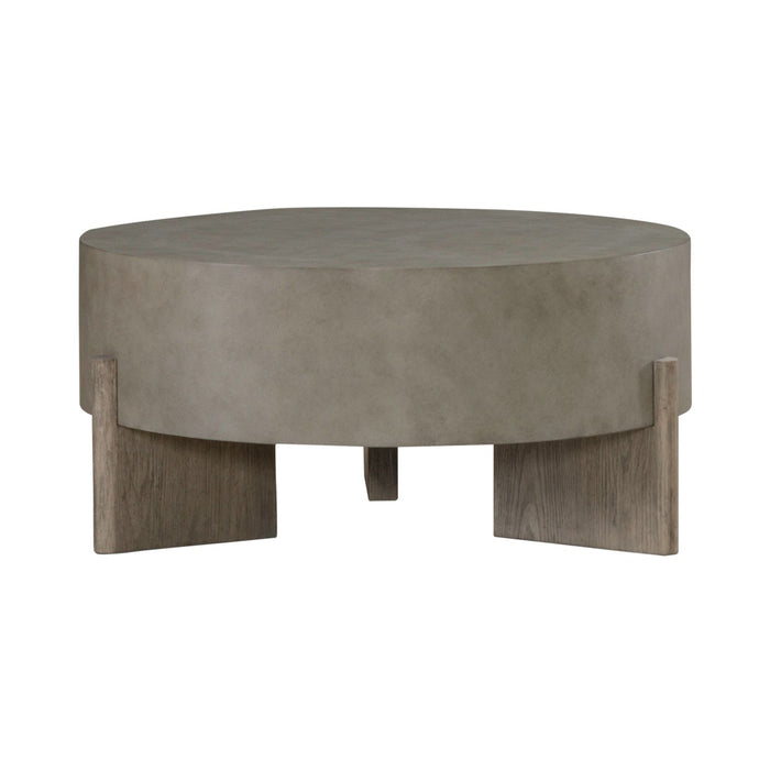 Affinity Round Cocktail Table in Dusty Taupe with Concrete Top