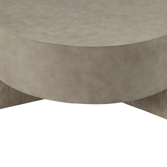 Affinity Round Cocktail Table in Dusty Taupe with Concrete Top