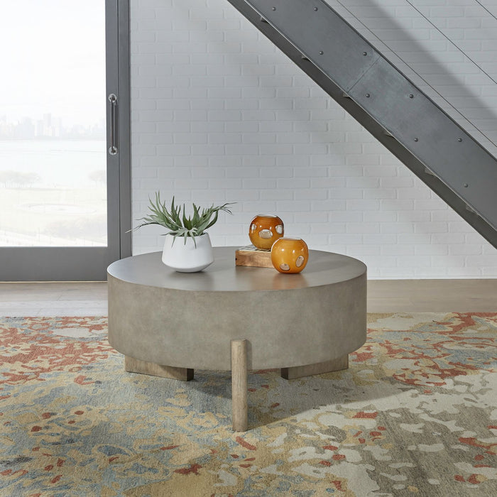 Affinity Round Cocktail Table in Dusty Taupe with Concrete Top image