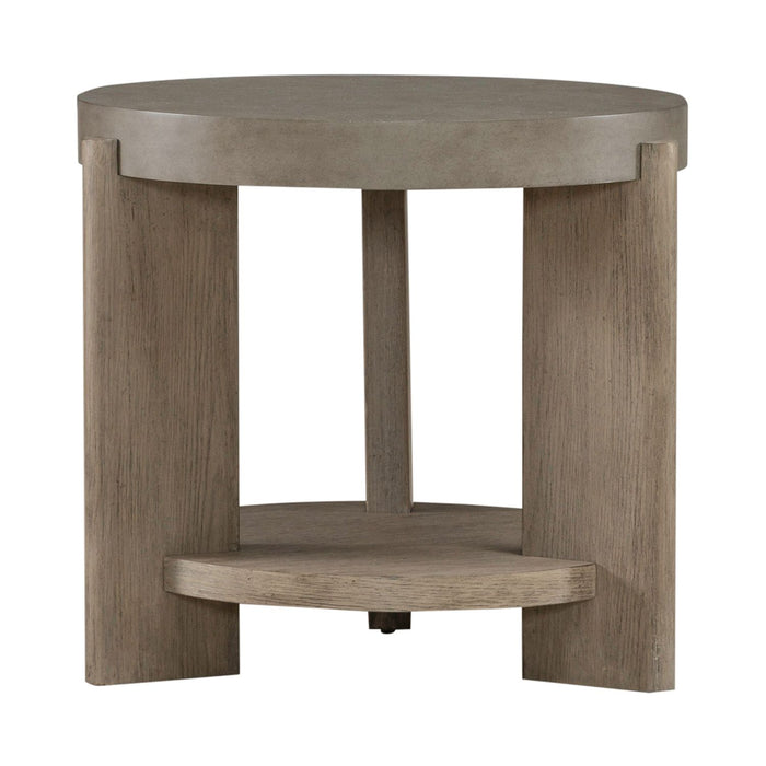 Affinity Round End Table in Dusty Taupe with Concrete Top