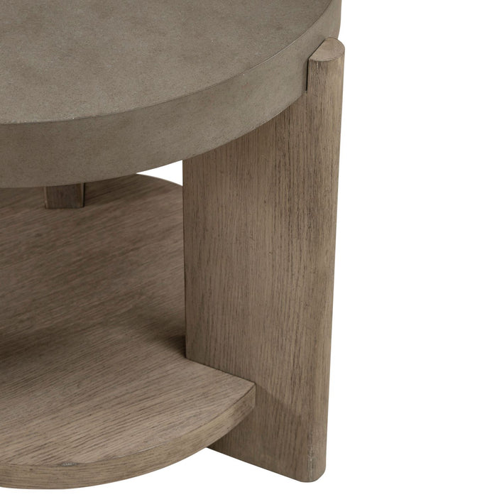 Affinity Round End Table in Dusty Taupe with Concrete Top